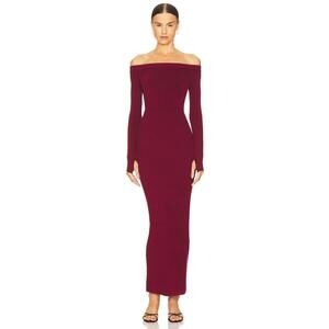 x REVOLVE Michael Costello Off Shoulder Bodycon Maxi Dress in Maroon